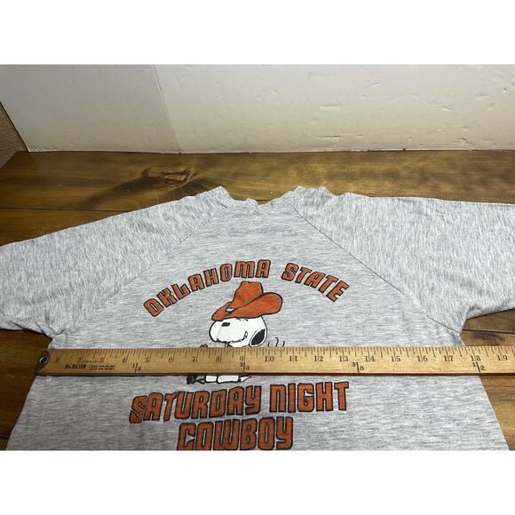 Vintage Shirrex Snoopy Oklahoma State T Shirt Single Stitch 70s Gray Large - Picture 14 of 16